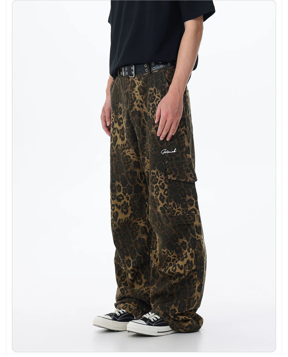 404MOB Retro Leopard Print Wide-leg Cargo Pants