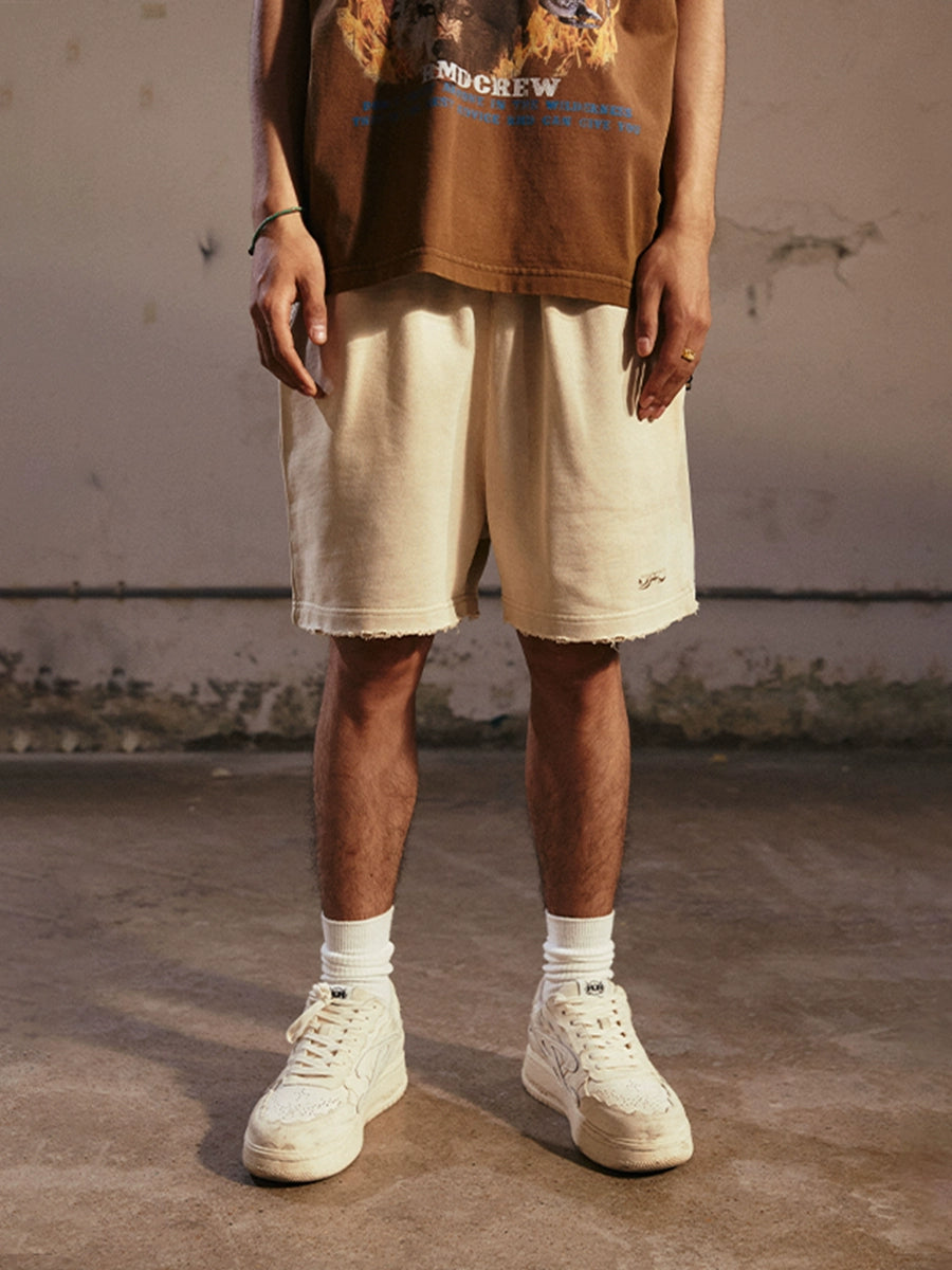 Remedy Washed Embroidered Frayed Casual Shorts