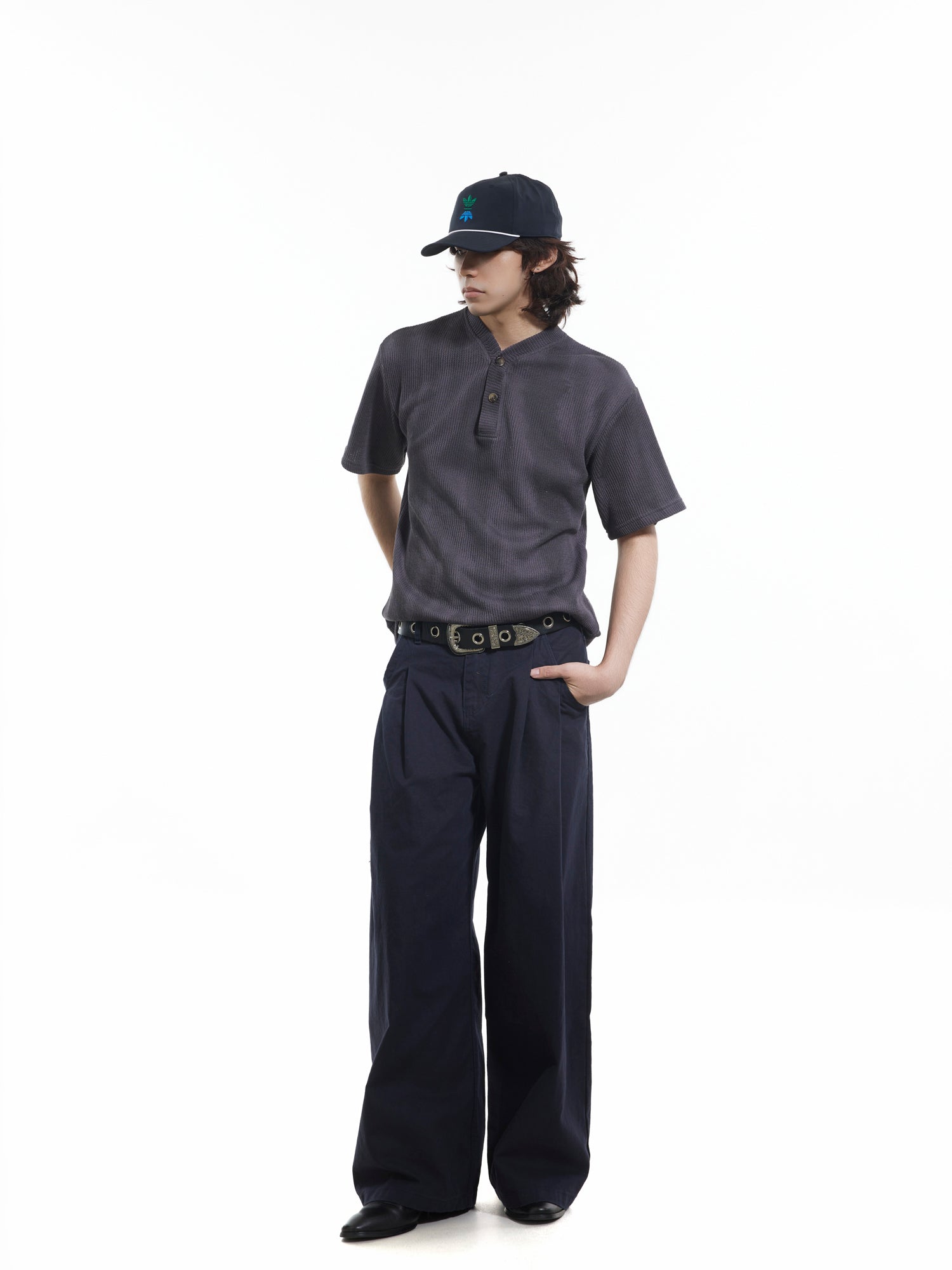 BTSG  tie-dye V-neck button-down short-sleeved knitted Polo Tee