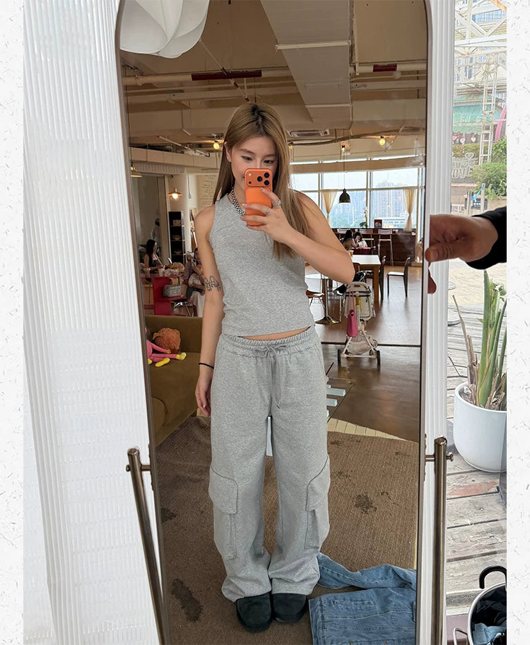 CCYE Terry Straight Loose Casual Wide-leg Pants