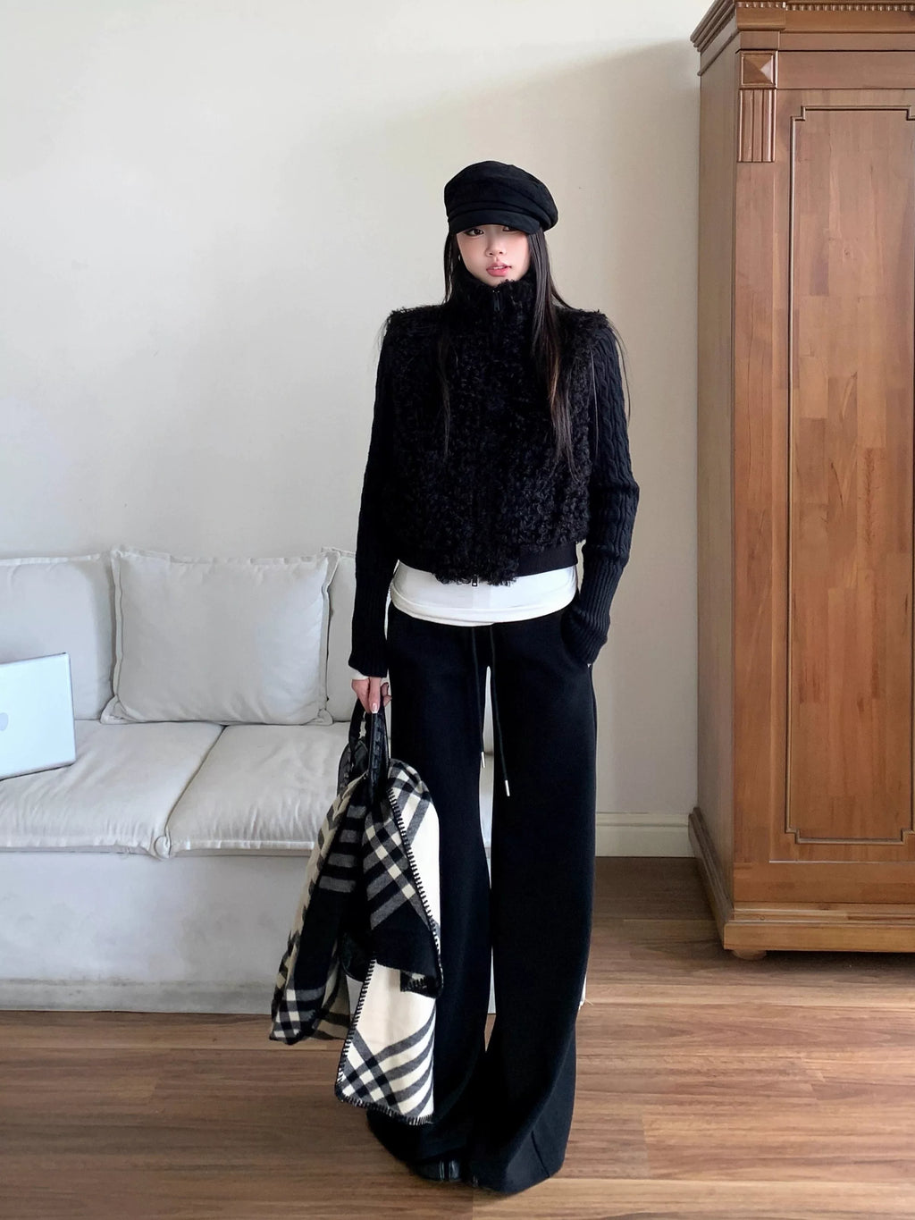 WITHMIN Slim-fitting and Thin Fluffy Short Coat