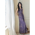 TYANG Temperament V-neck Smudged Floral Dress