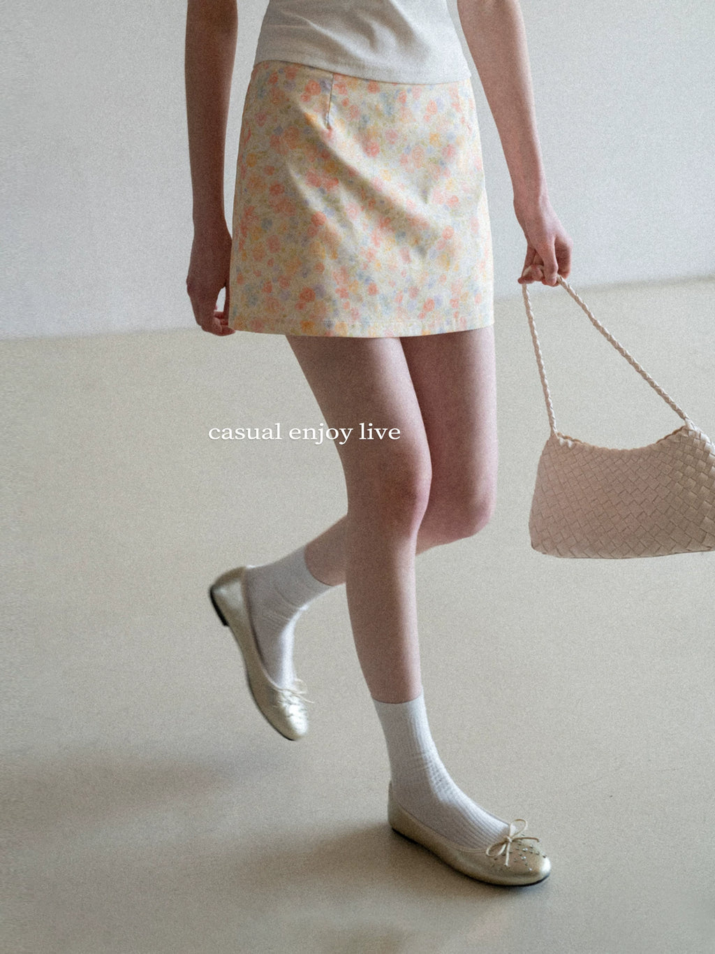 EGGKA Temperament High Waist A Word Floral Skirt