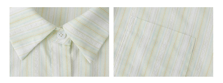 VOOE Contrast Striped Lapel Waist Shirt