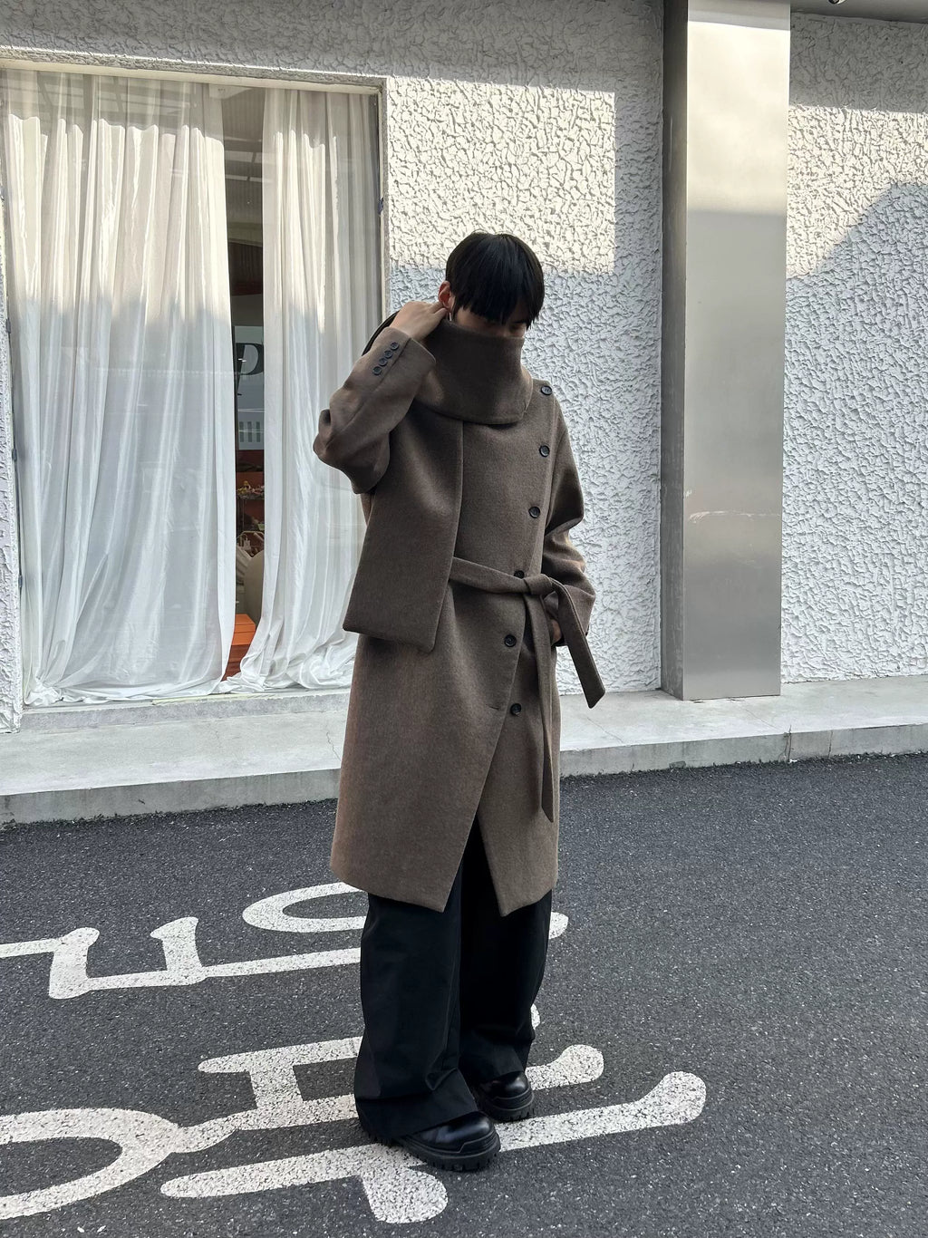 KREATE Wool Swinging Neck Scarf Woolen Coat