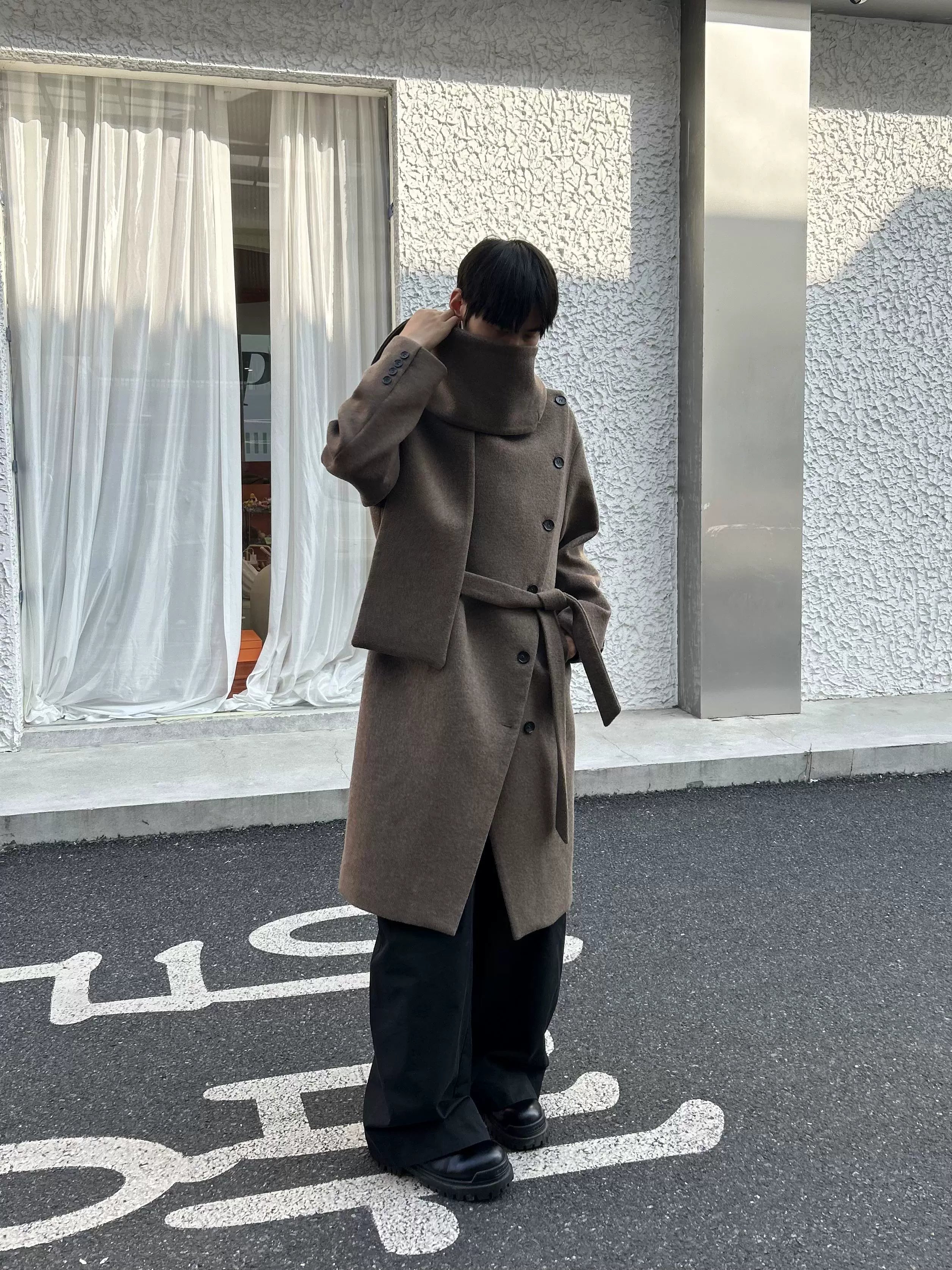 KREATE Wool Swinging Neck Scarf Woolen Coat
