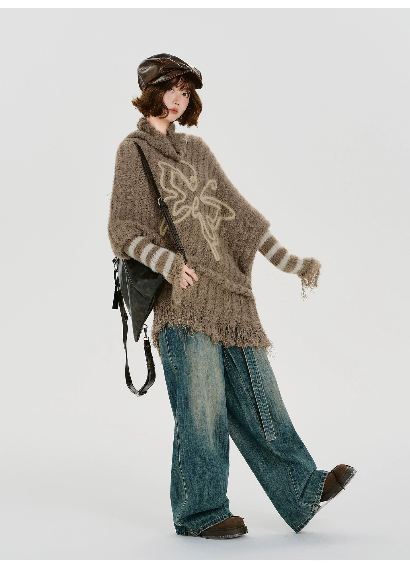 Girlyhalo Vintage Striped Fringed Long Sleeve Sweater