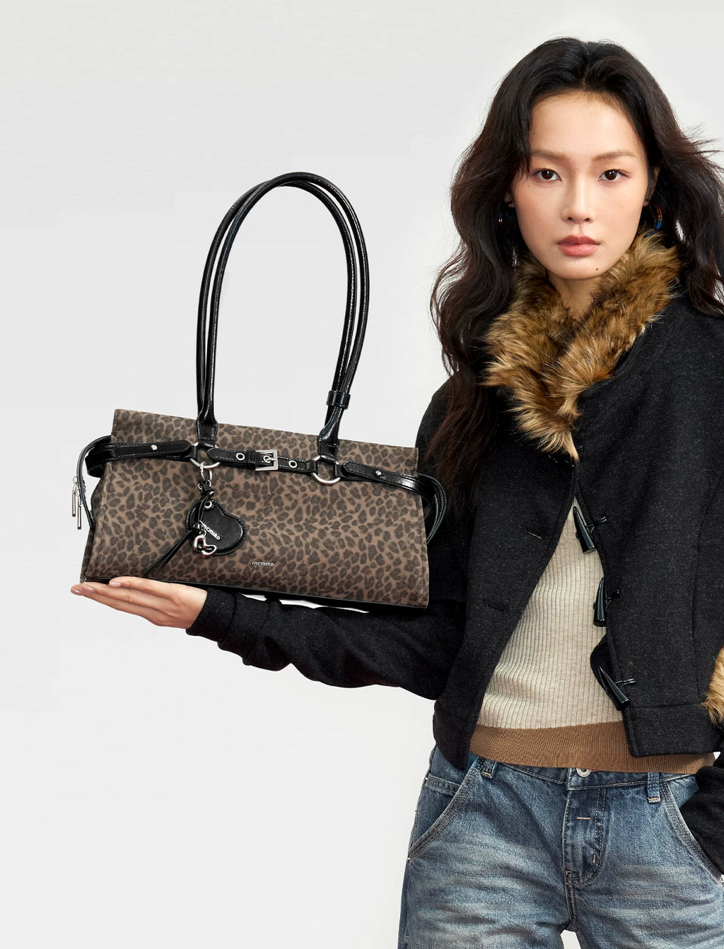 Mcmiko Vintage Leopard Print Shoulder Bag