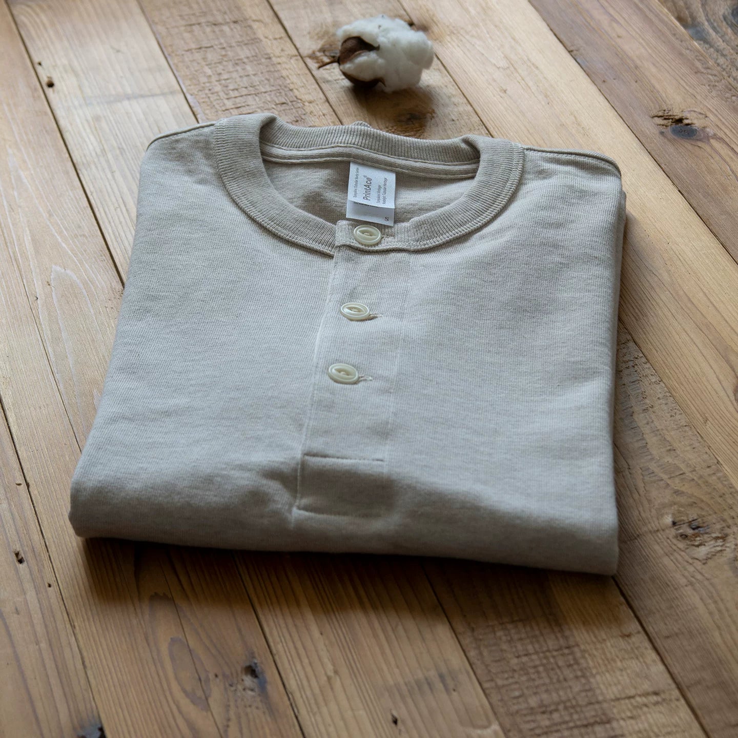Printace Vintage Henry Collar Loose Casual Long Sleeve