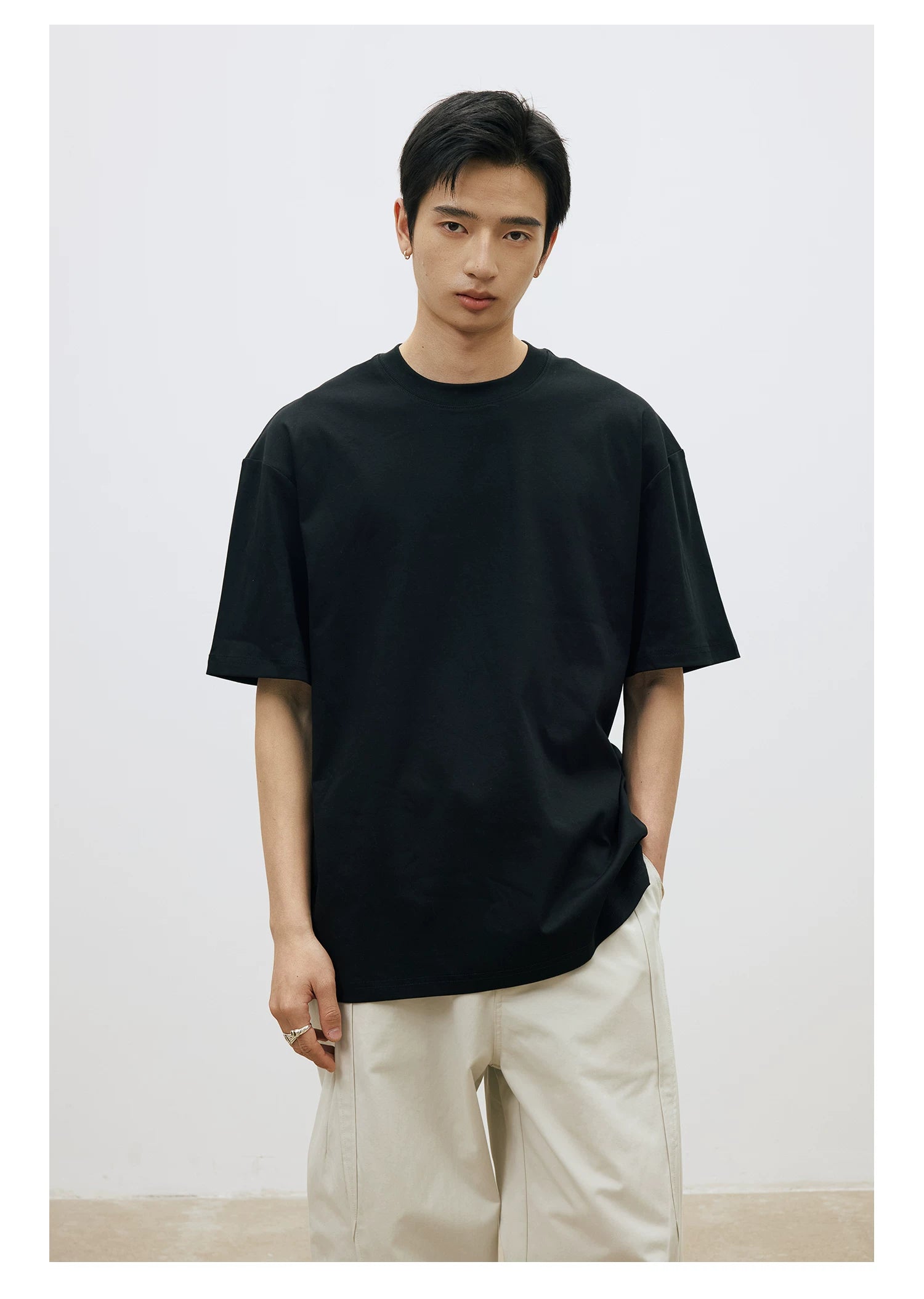 LR Drape Anti-wrinkle Solid Color Backing Tee