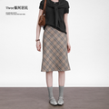 Three High Waist Slim Plaid Skirts