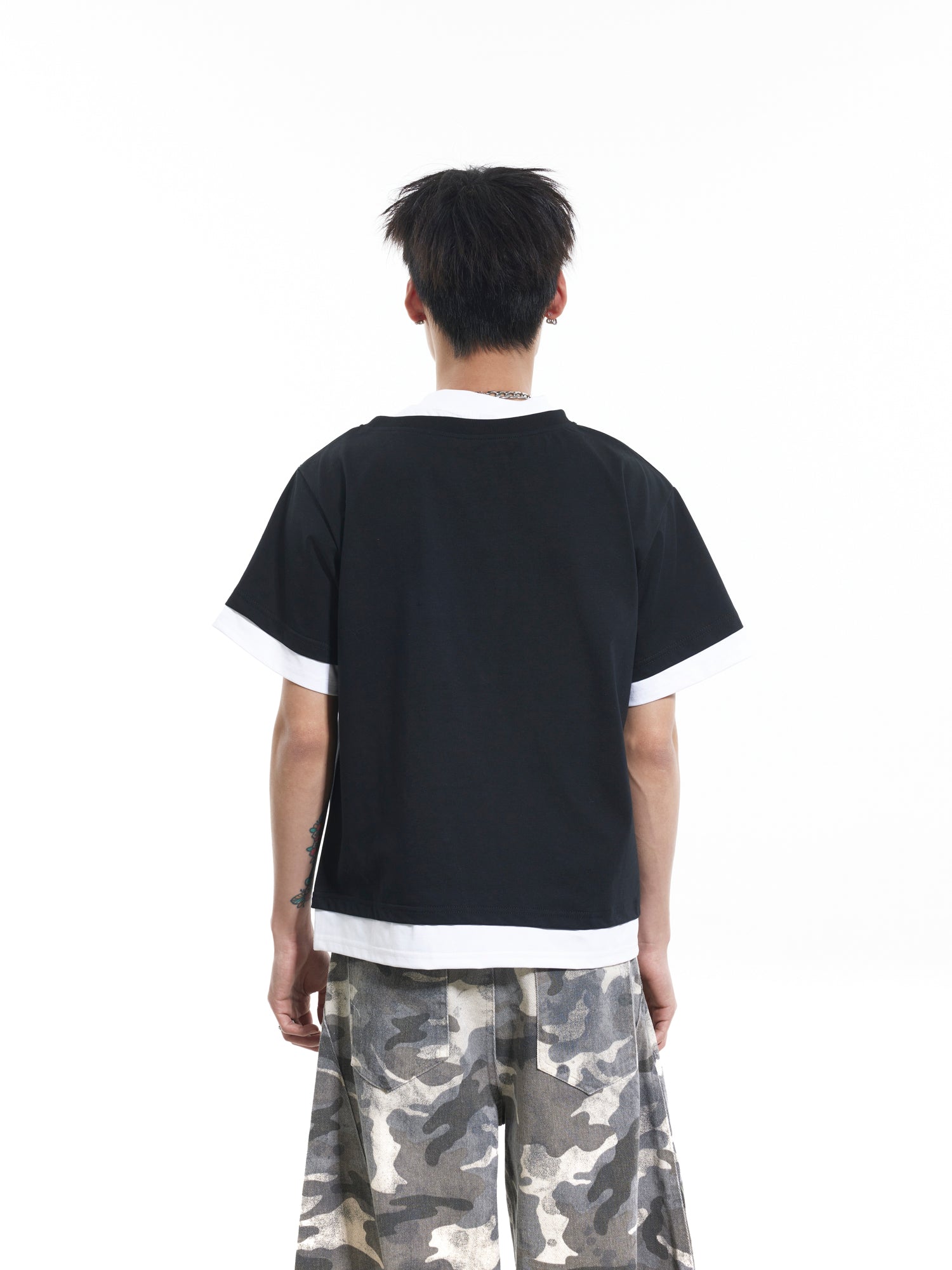 BTSG fake two-piece stacked short-sleeved Tee