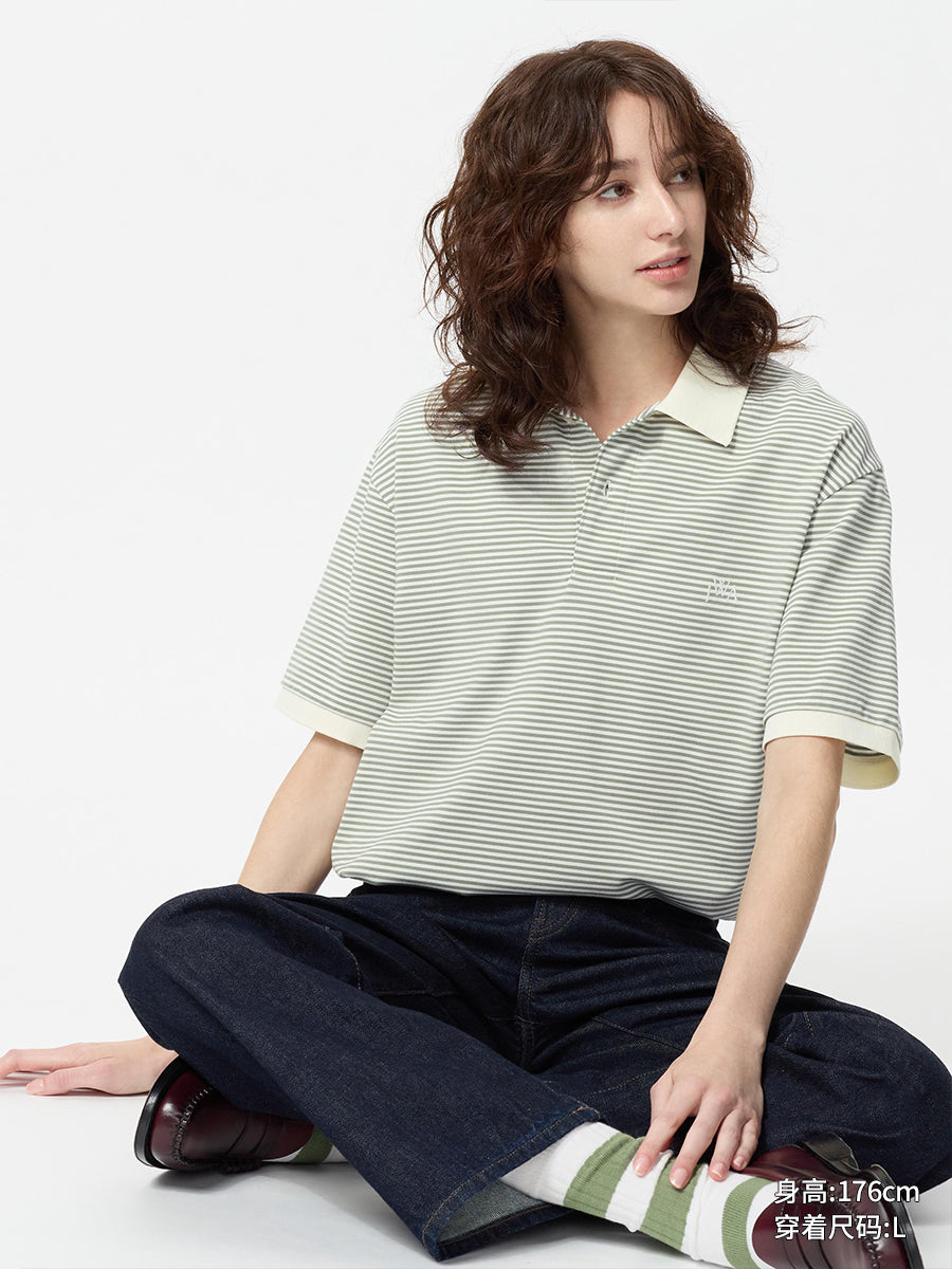 Uniqlo x JW men's and women's fast-drying POLO shirt short-sleeved striped T-shirt casual 25 new 477678