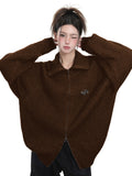 KDASE Double Zipper Stand-up Neck Sweater Jacket
