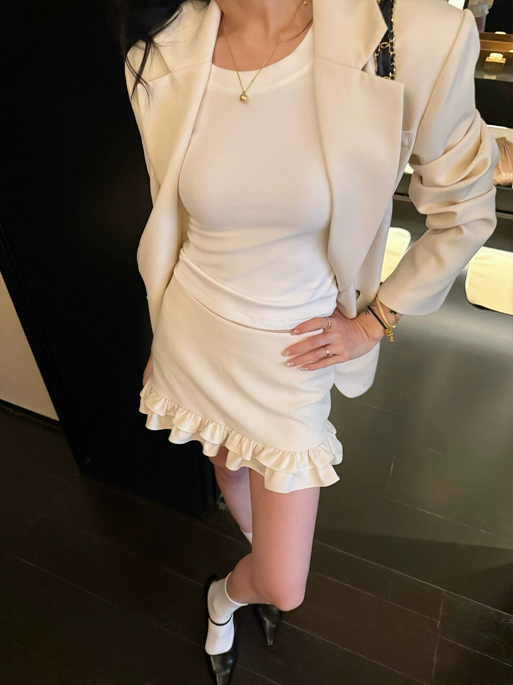 YOUNG KYLIN Temperament Blazer Short Skirt Suit