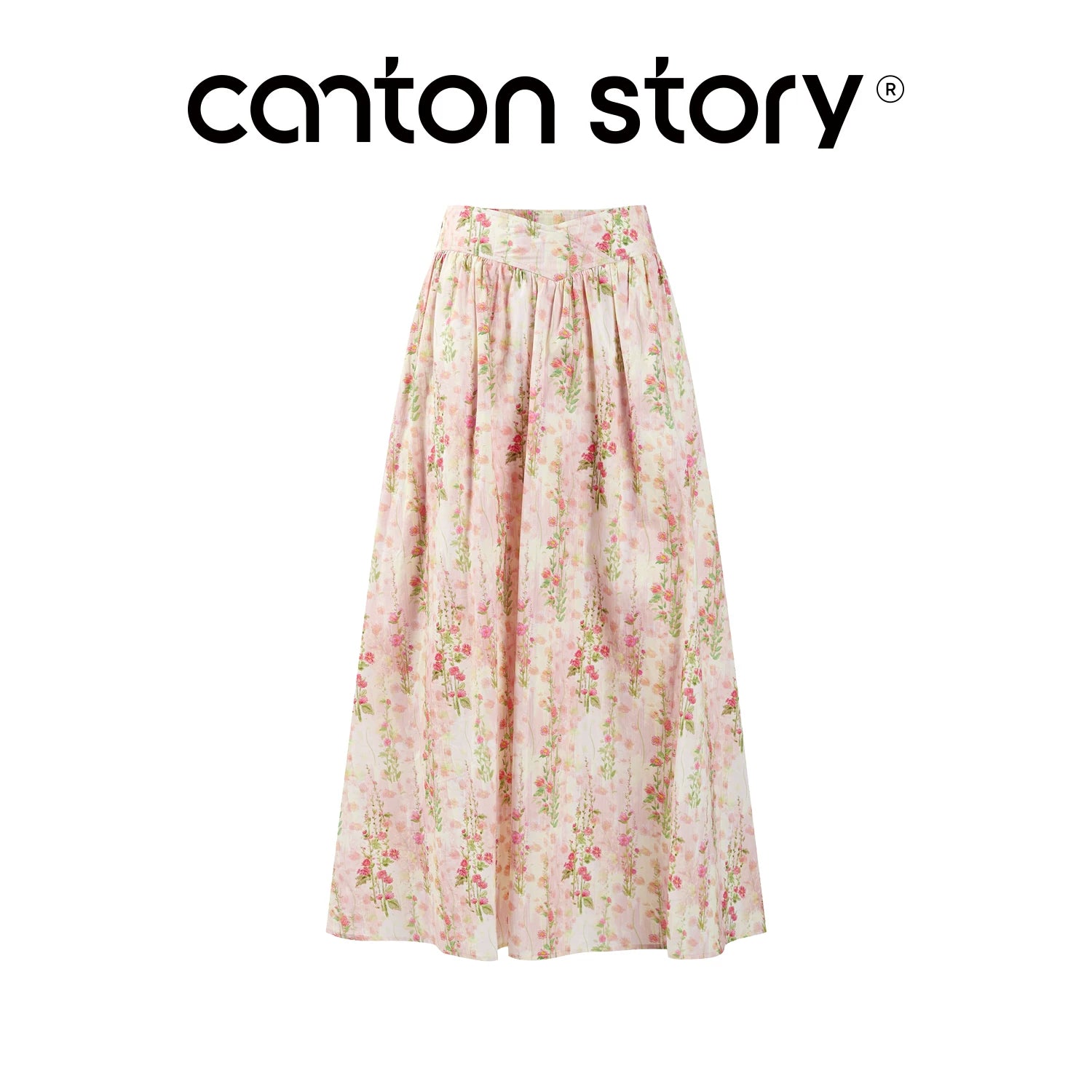 Cantonstory Floral High Waist Slim Skirt Knitted Cardigan Set