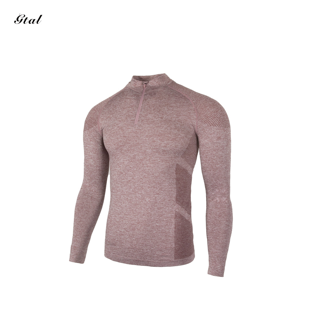 GTAL Seamless Jacquard Zipper Sports Quick-Drying Slim-Fit T-Shirt