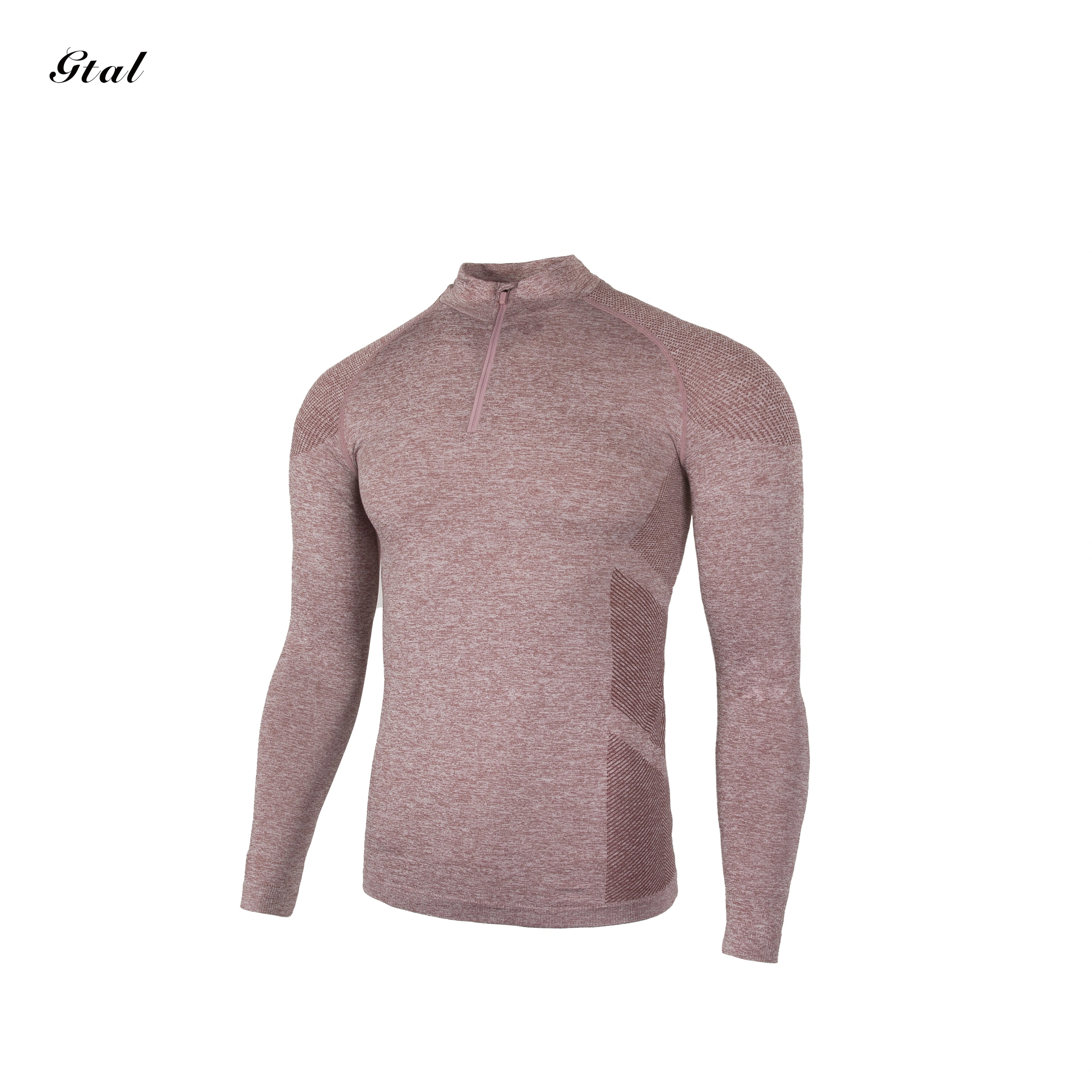 GTAL Seamless Jacquard Zipper Sports Quick-Drying Slim-Fit T-Shirt