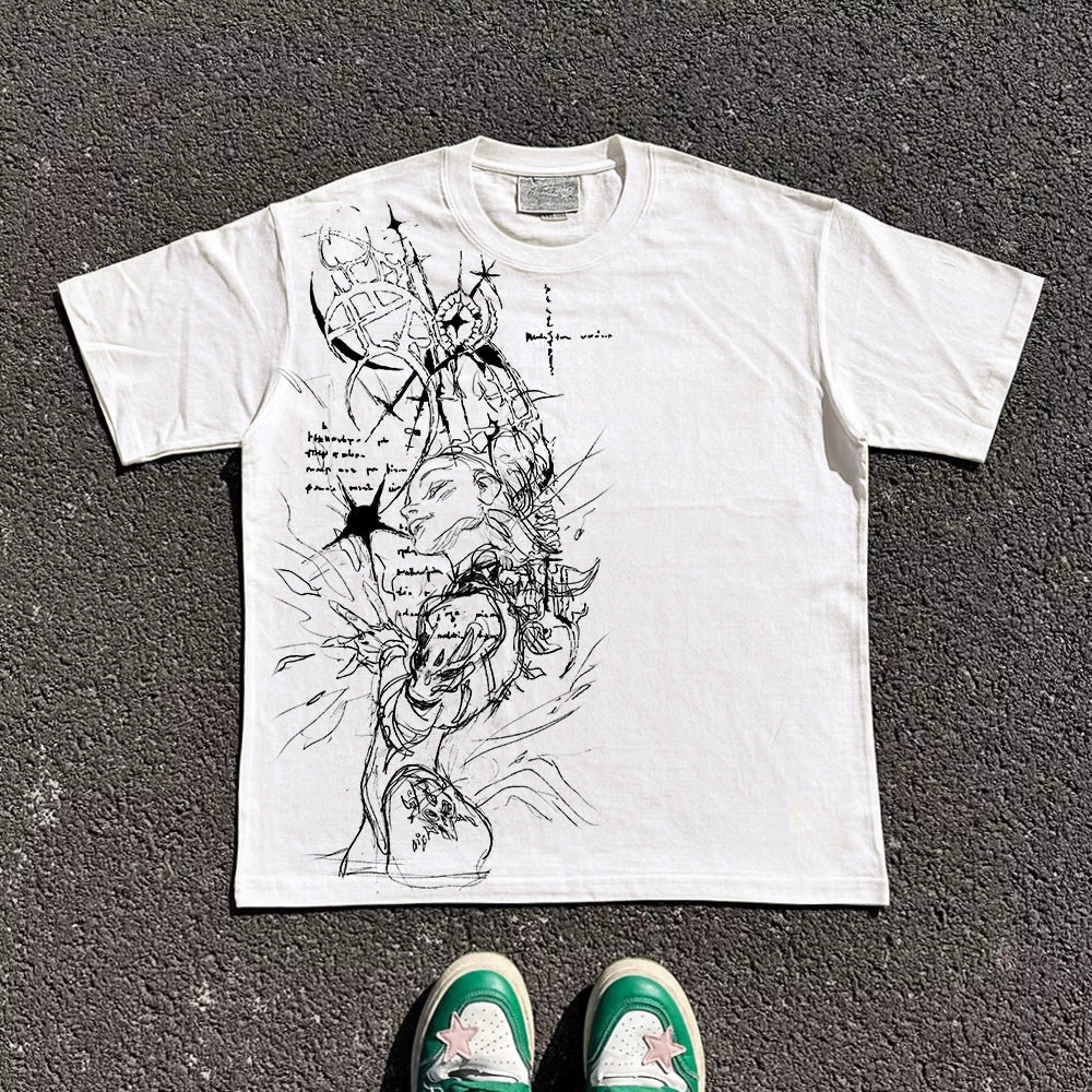 Wang Youbing Studio! Ink Anime 220g 100% Cotton Tee