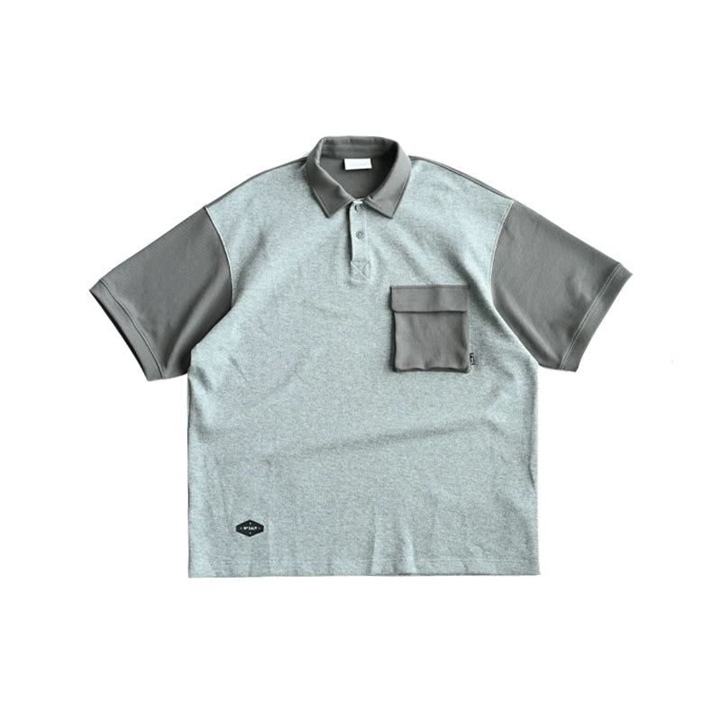 NUMBERSALT Simple splicing anti-wrinkle breathable POLO shirt