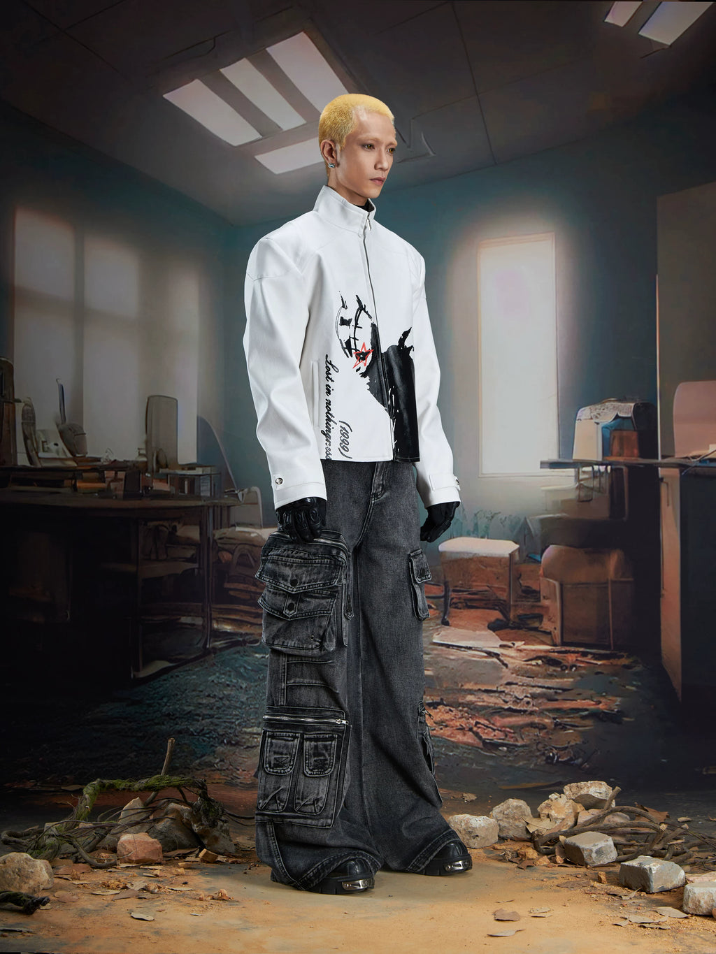 NOMANIAI Multi-pocket Washing Water To Make Old Straight Jeans