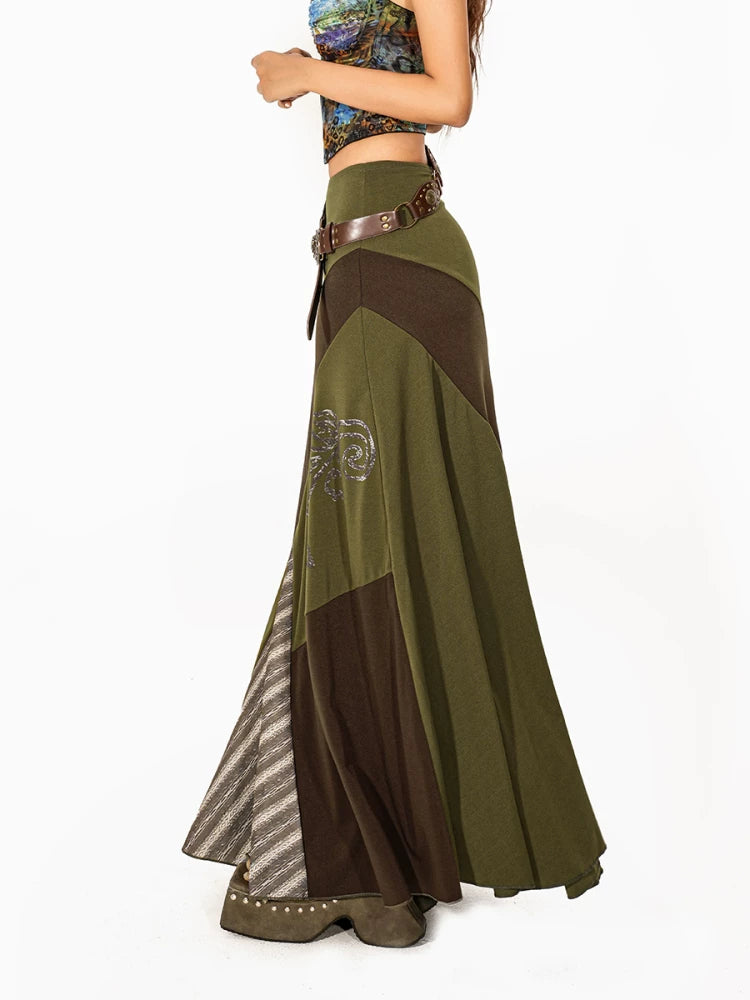 Arielink Irregular Stitching A Word Fishtail Skirt