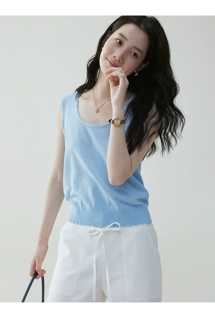 VOOE Simple and Versatile Sleeveless Vest Knitted Sweater