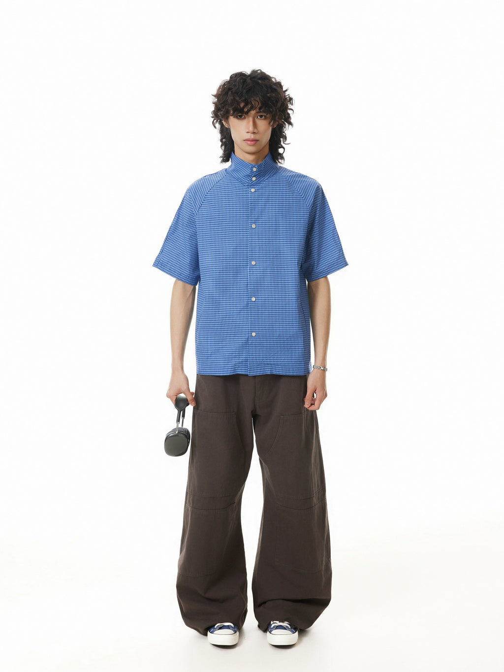 BTSG Niche Plugged Shoulder Deconstruction Multi-button Plaid Shirt