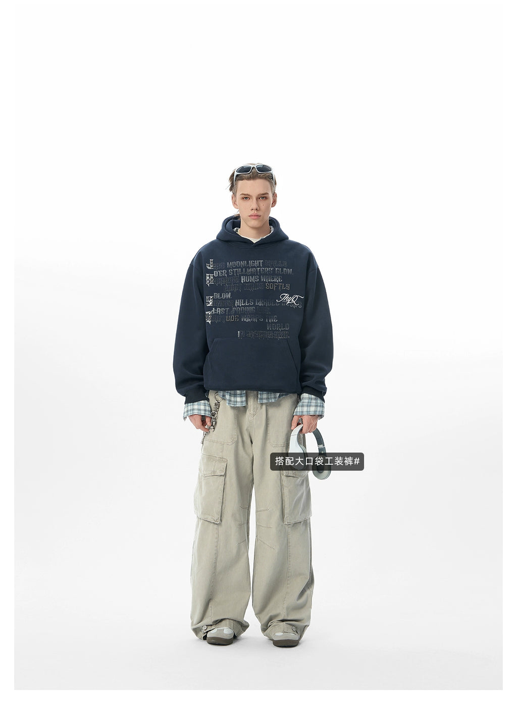 JHYQ Full English Print Loose Hoodie