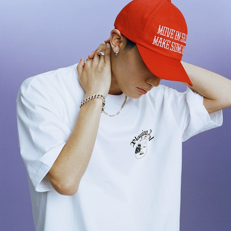 SUPERTOFU Text-embroidered Soft-top Curved-brimmed Hat