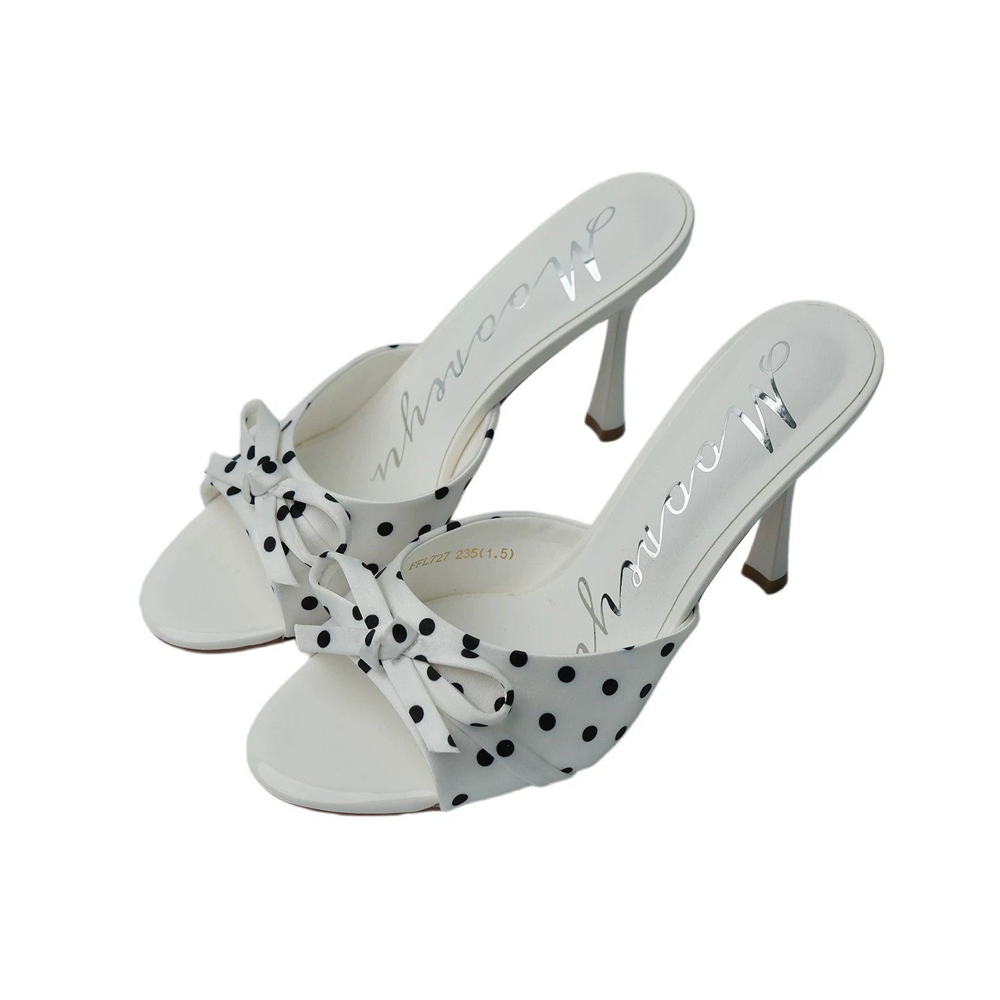 Mooreyu Polka Dot Bow Versatile High Heel Cool Slippers