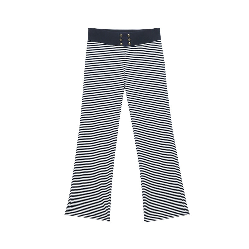 Audwyn Vintage Splicing Pocket Low Waist Straight Pants
