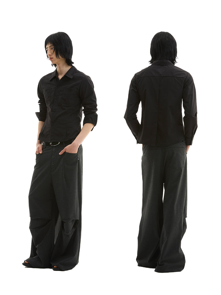 FUNKYFUN Waist Design Fit Long-sleeved Shirt
