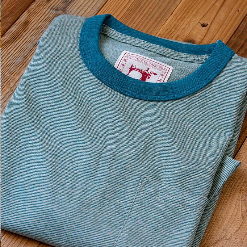 PrintAce Pinstriped Retro Crew Neck Casual Tee
