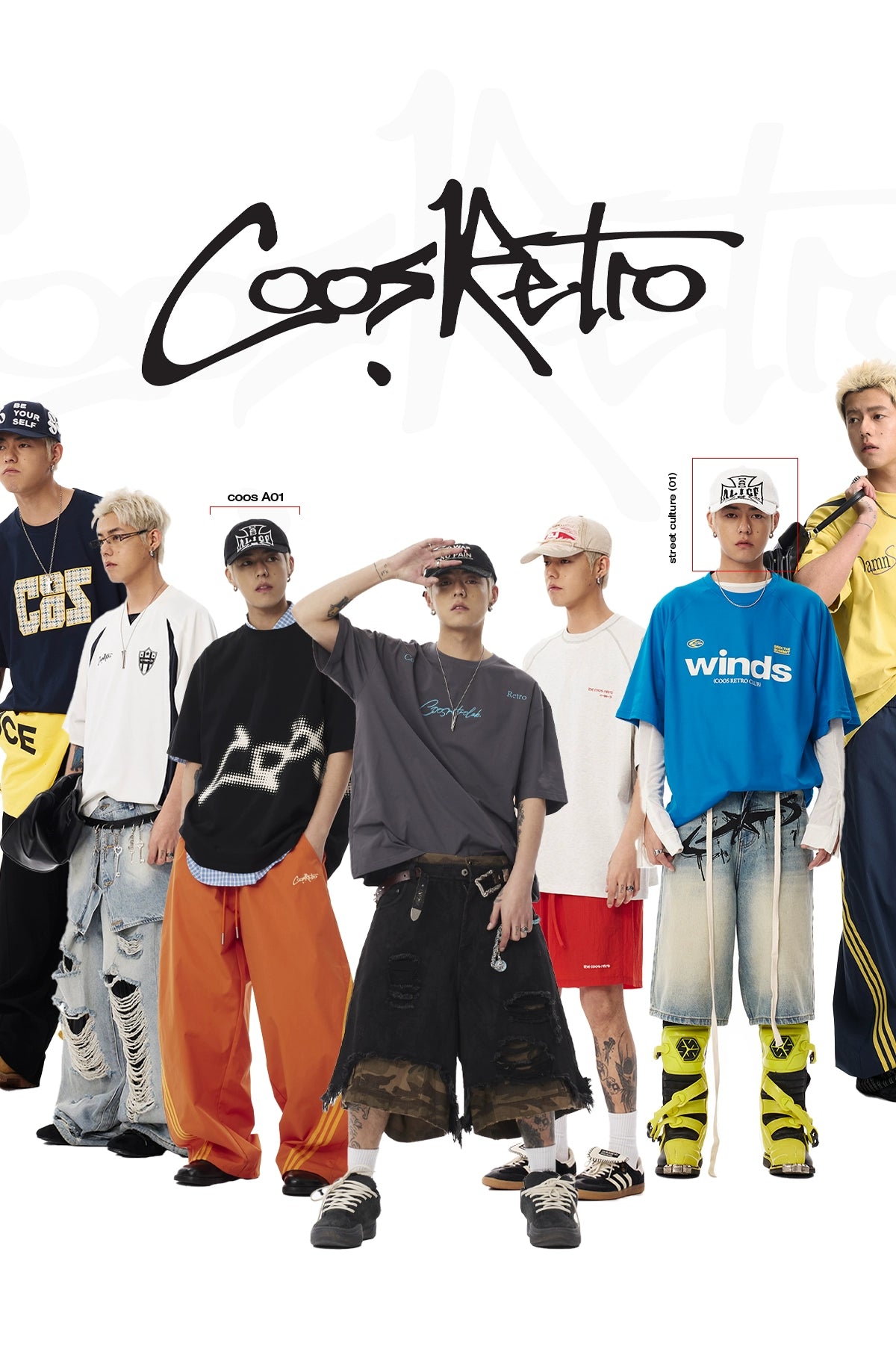 CoosRetro Wash Destroy Embroidered Logo Shorts