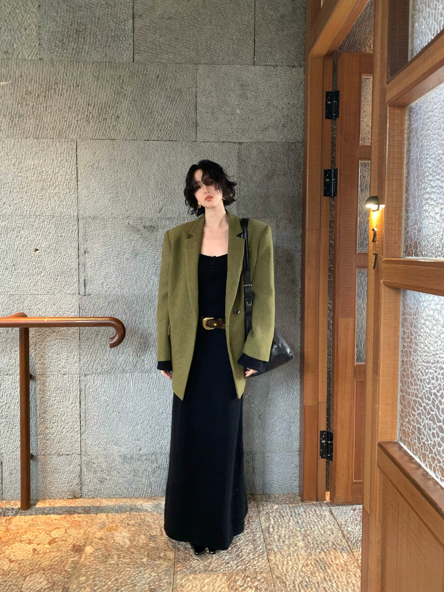 KELIFAN Hong Kong Style Retro Woolen Blazer
