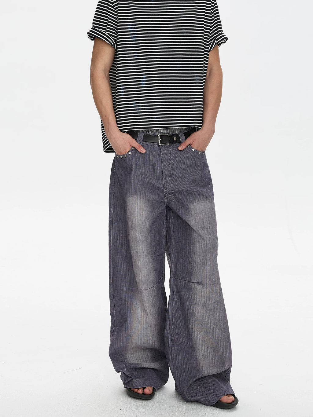 A PUEE Vintage Wide Leg Loose Straight Casual Pants