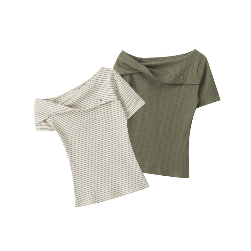 Nariele Kink Shoulder Sexy Pure Shoulder Tee