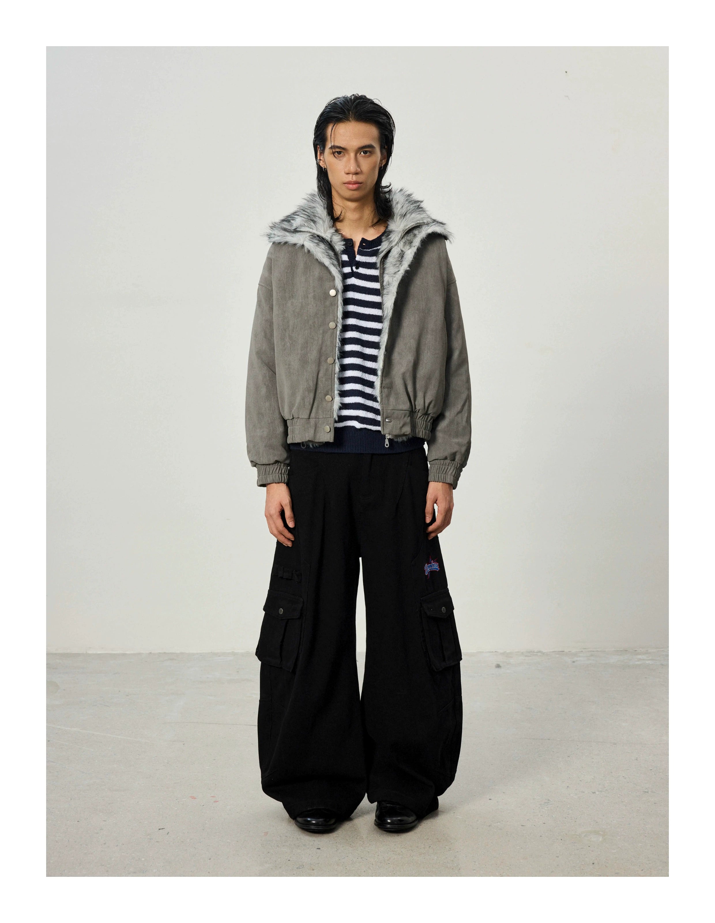 BTSG Vintage Embroidered Multi-pocket Cargo Pants