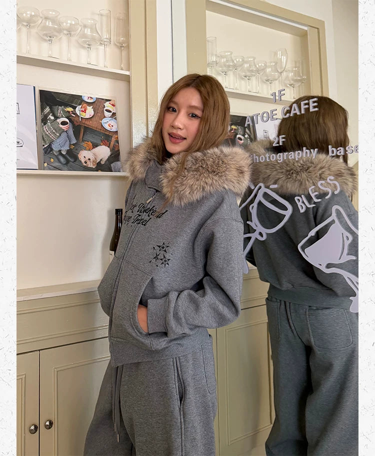 CCYE Removable Fleece Collar Short Jacket