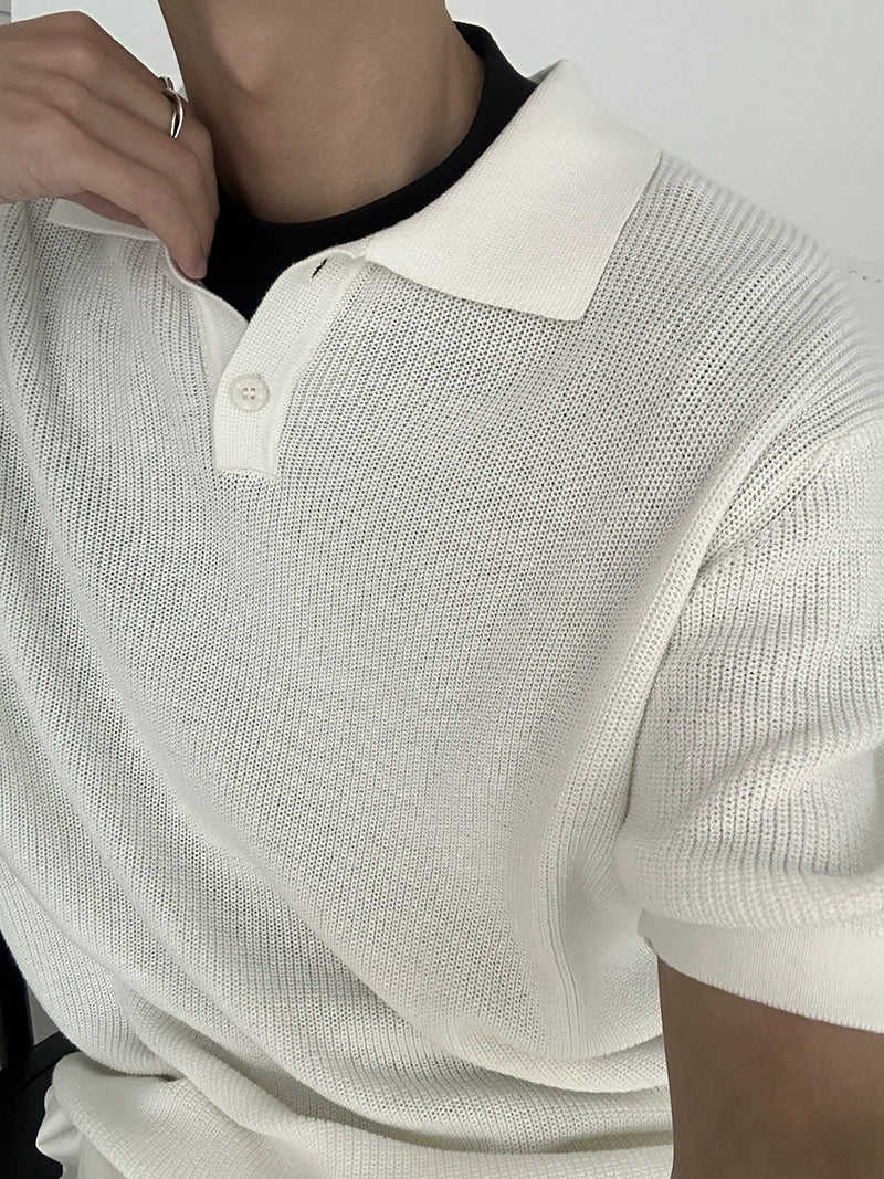 COLN Comfortable Casual Knitted Lapel Polo Shirt