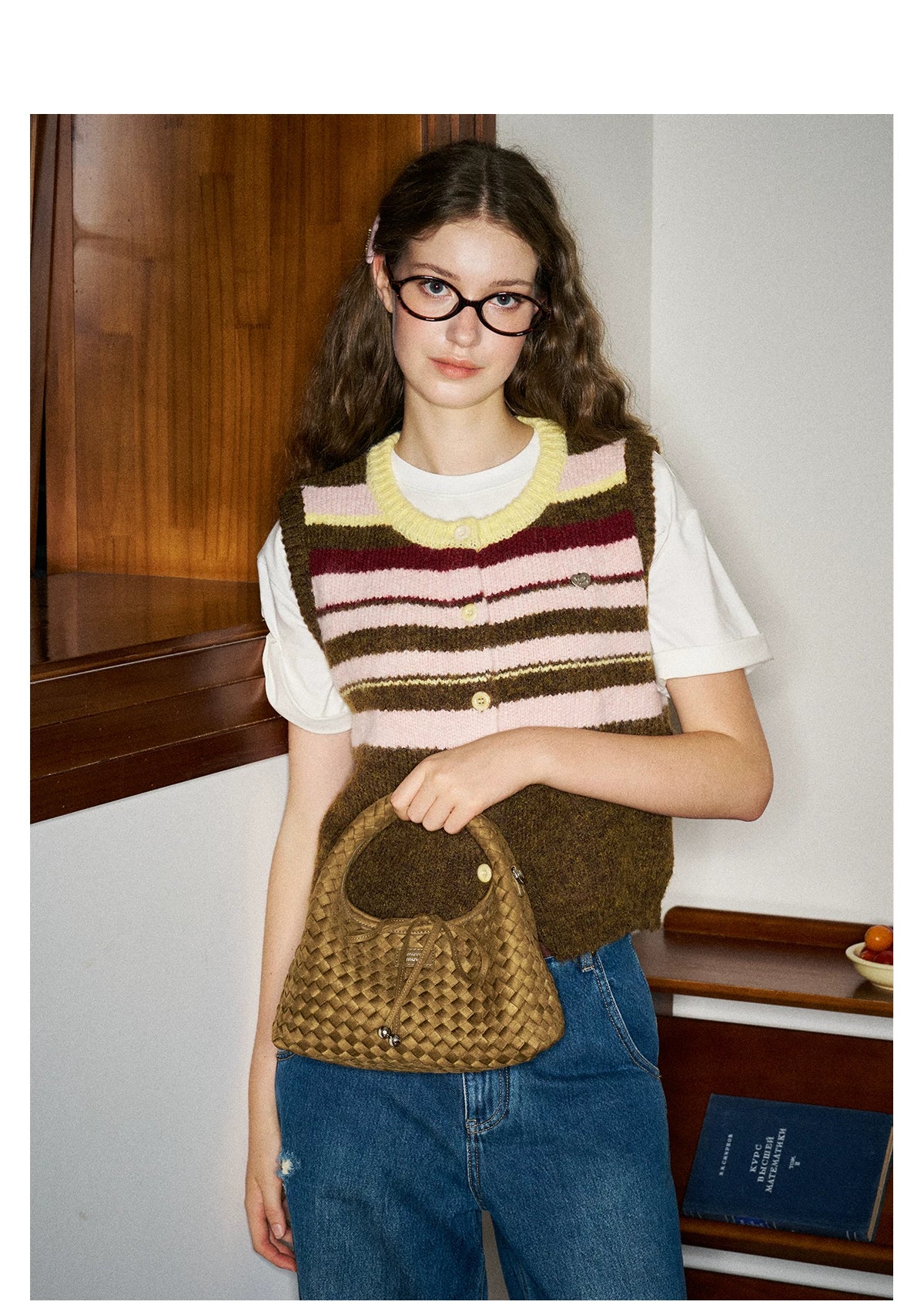 MUVA Braided Triangular Rice Ball Bag Lightweight Casual Tote Bag