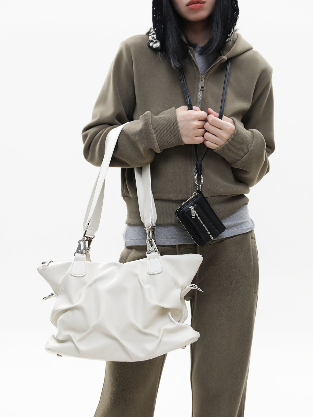 JANDRESS Pleated Large Capacity Shoulder Messenger Bag