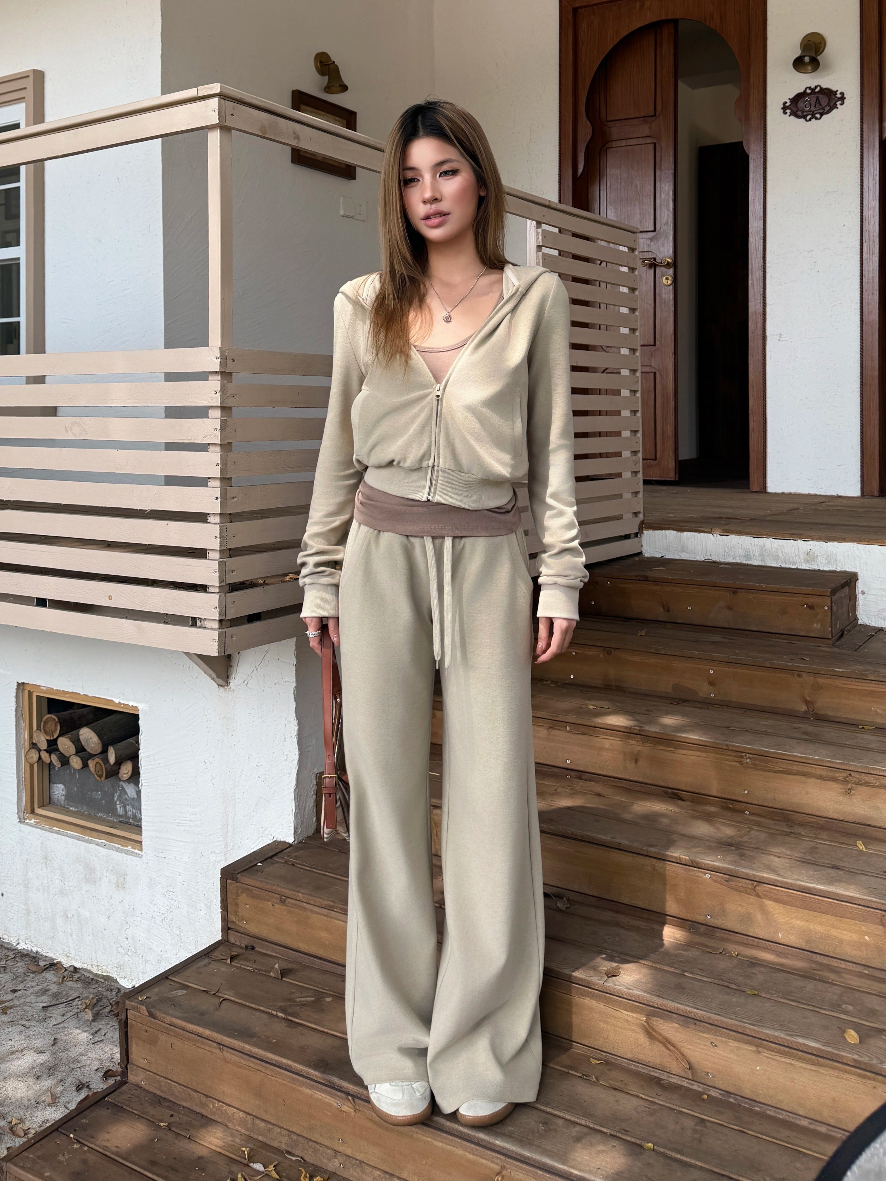 Audwyn Slim Sweater Loose Straight Casual Pants Set