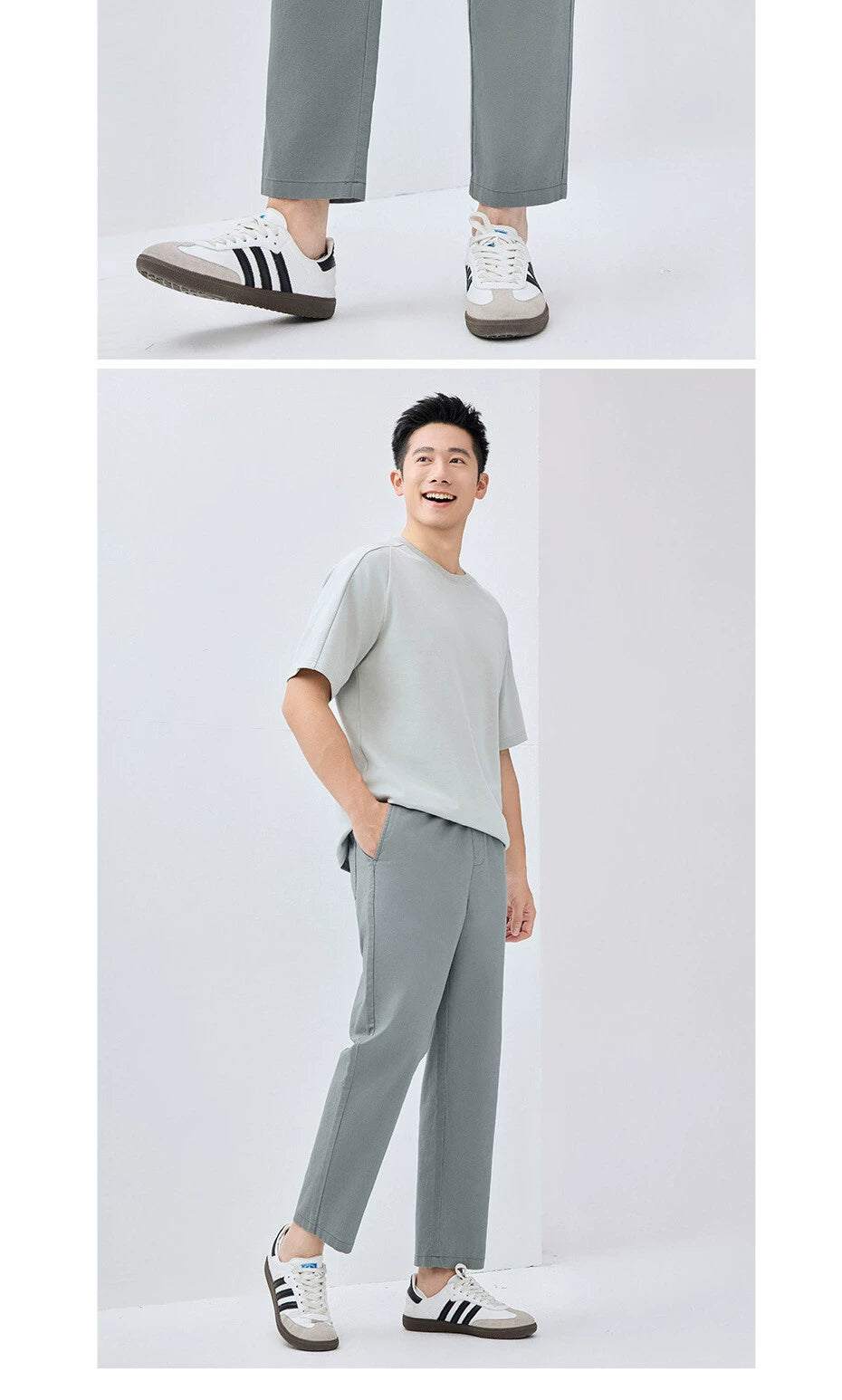 Giordano Breathable Cotton and Linen Casual Thin Nine-Point Pants