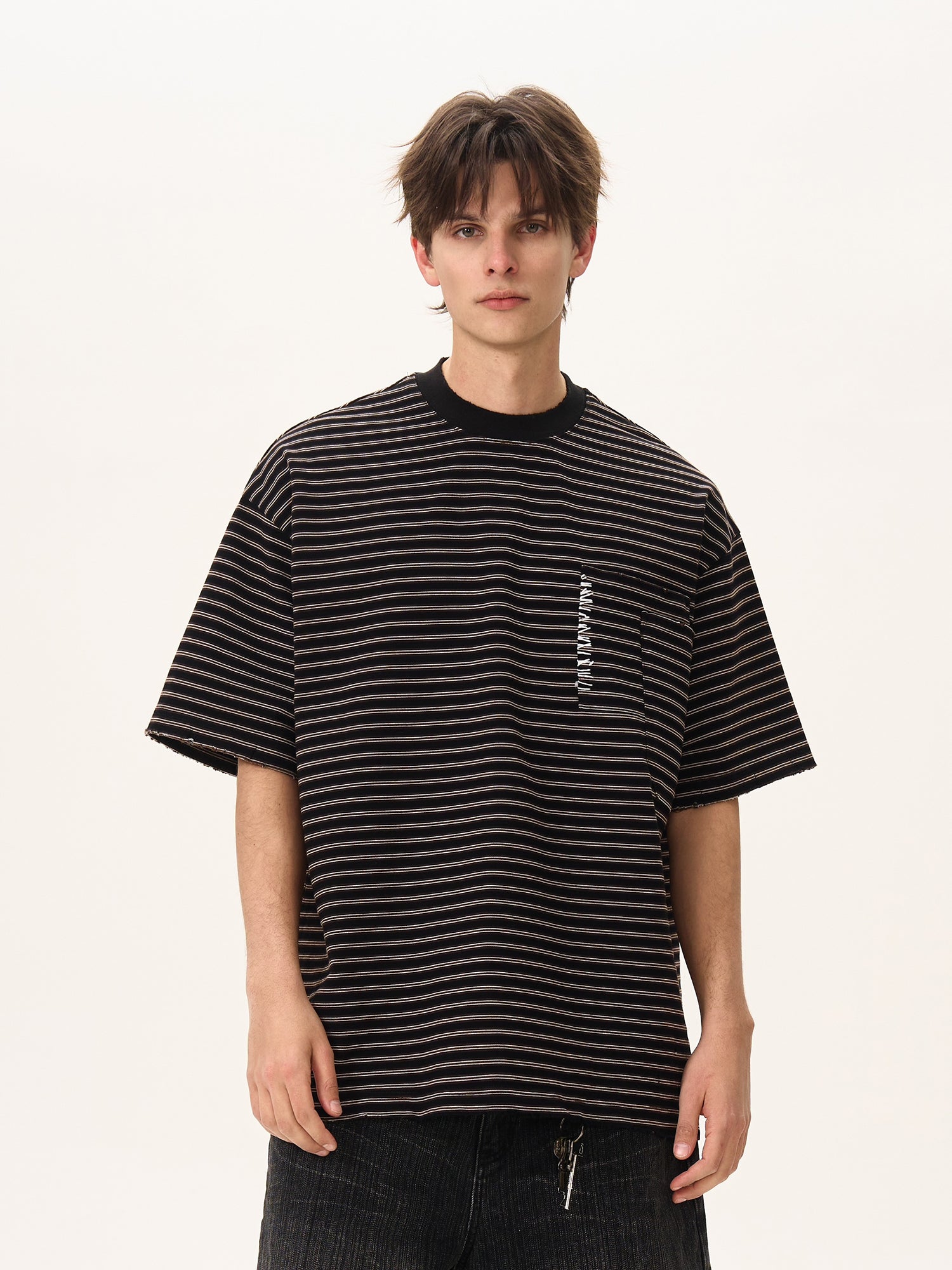 BTSG [380G heavy oversize] hand-stitched striped Tee