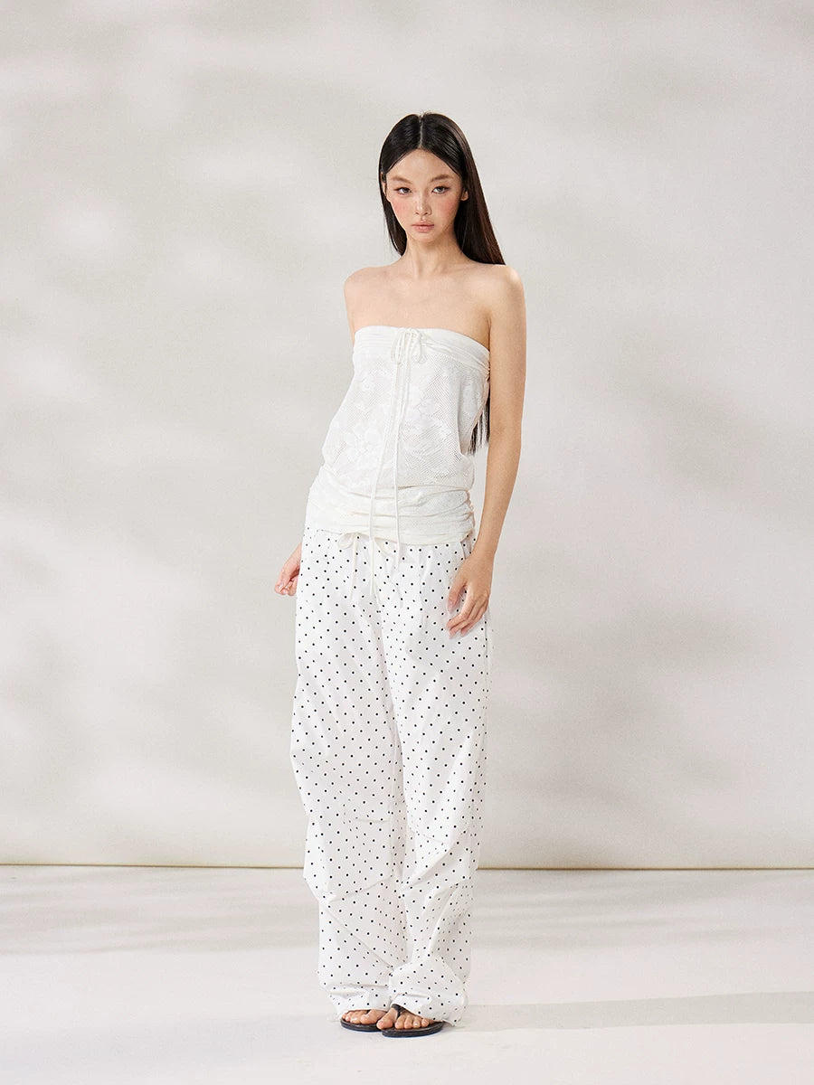 WITHMIN Polka Dot Slim Versatile Casual Pants