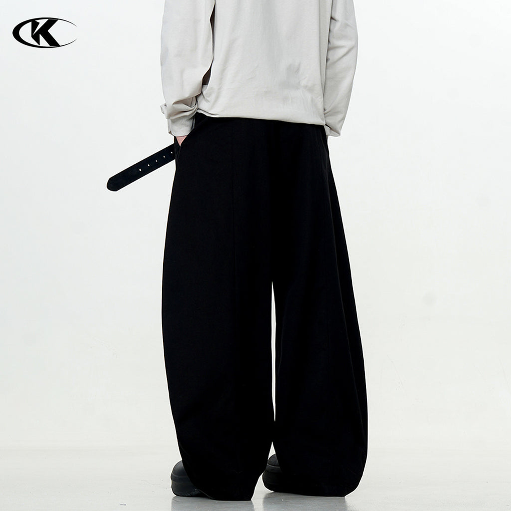 11KN button pleated three-dimensional tailoring scimitar pants