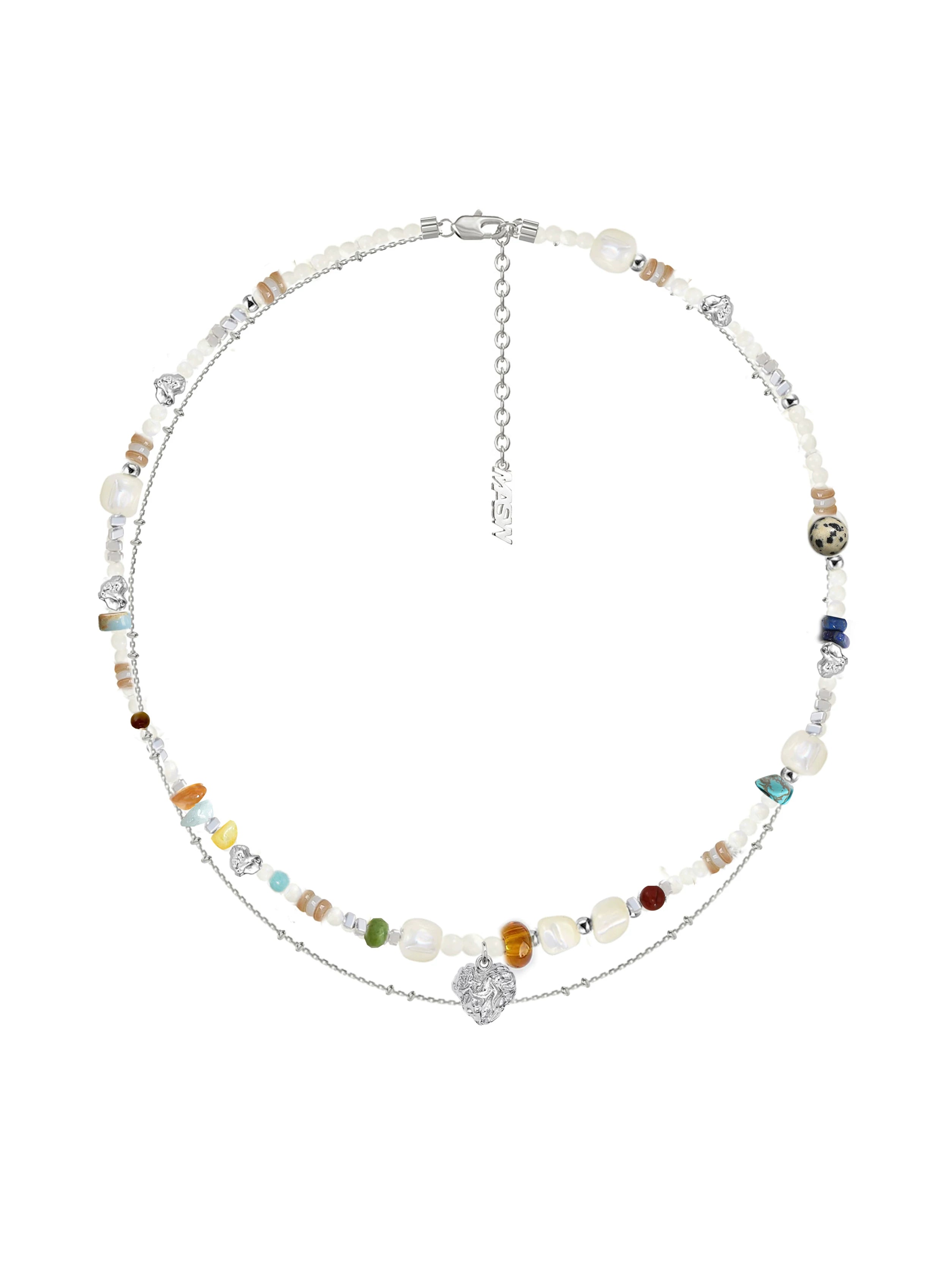 MASW Premium Sense Color Beaded Love Pendant Necklace