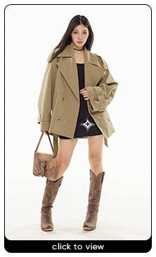 Zero Short Double-breasted Loose British Temperament Trench Coat